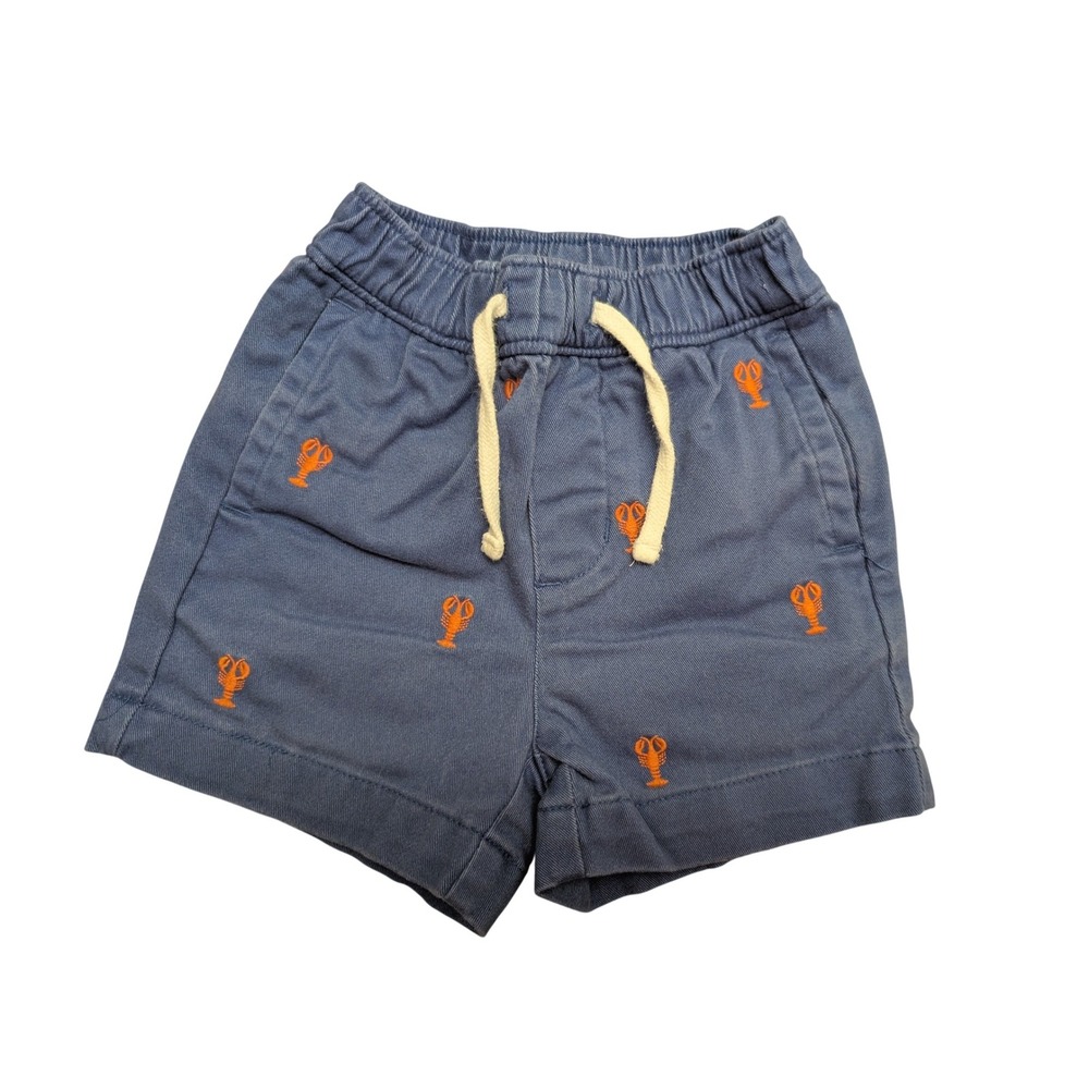 Janie and Jack Boys Blue Lobster Embroidered Shorts 6-12 Months Nautical Summer